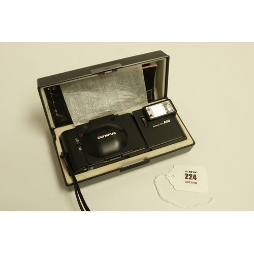 224 - Olympus XA with A16 Flash Camera. The XA is one of the smallest range finder cameras ever made. All ... 