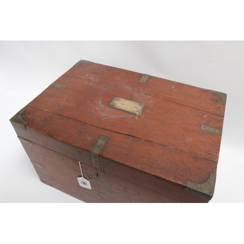 226 - Large Oak Box with Brass Fittings - Name Plate 