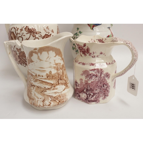 227 - 4 x Victorian Style Jugs, various sizes, including Masons, Spode (one has slight damage)