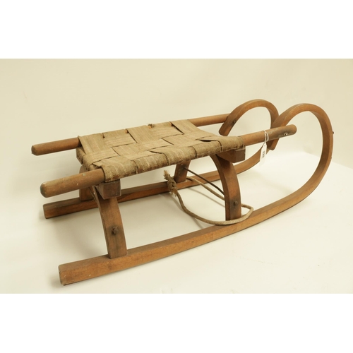 233 - 1950's European Childs Sledge with Canvas Seat