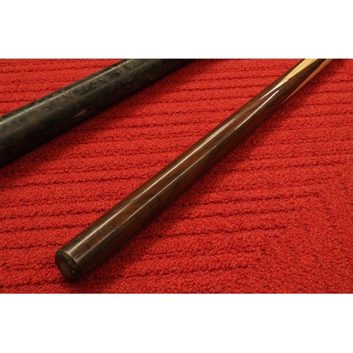 250 - Vintage One Piece Snooker Cue by K & C Ltd London - 17oz stamped into shaft, with original tin case,... 