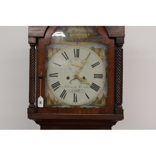 251 - A handsome inlaid Georgian 8 day long clase clock by Nolcini & Moretti of Cardiff. Requires some TLC... 