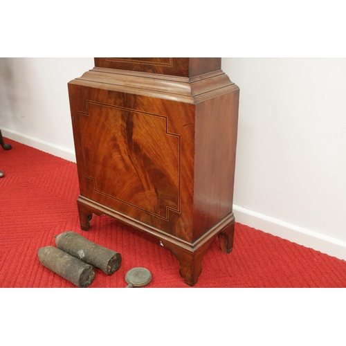 251 - A handsome inlaid Georgian 8 day long clase clock by Nolcini & Moretti of Cardiff. Requires some TLC... 