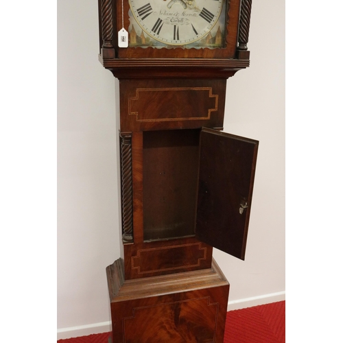 251 - A handsome inlaid Georgian 8 day long clase clock by Nolcini & Moretti of Cardiff. Requires some TLC... 