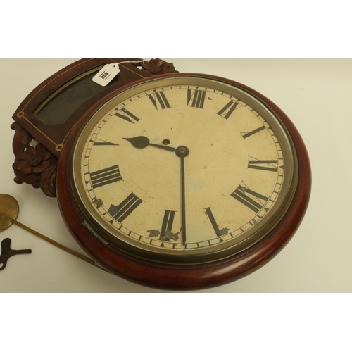 253 - William IV Fusee Drop Dial Clock in Mahogany with Brass Inlay and 12