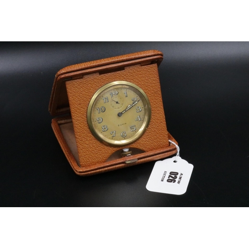 26 - Vintage Travelling Clock in Leather Case, in excellent working condition. Clean & Tidy Example.