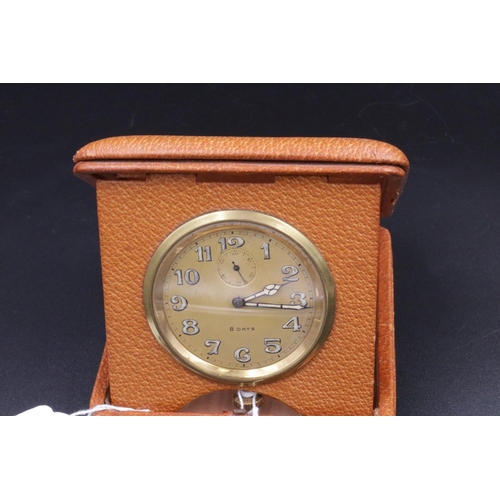 26 - Vintage Travelling Clock in Leather Case, in excellent working condition. Clean & Tidy Example.