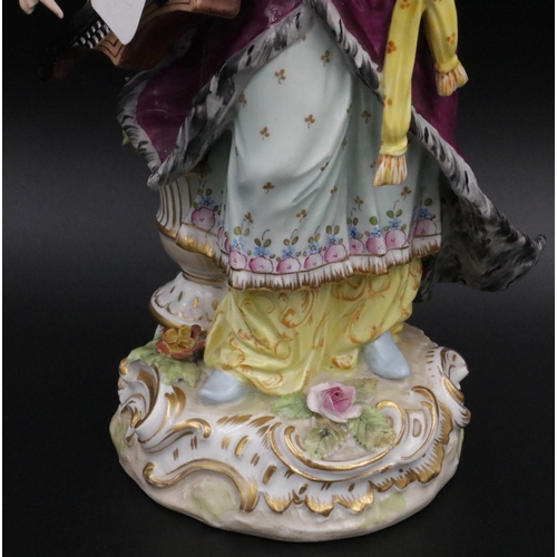 264 - 19th Century Potschappel Figurine - Turkish Woman playing a Hurdy Gurdy. 12