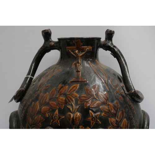 278 - A Large Pottery Flask possibly used for Holy Water, early 19th Century. This item does have damage d... 