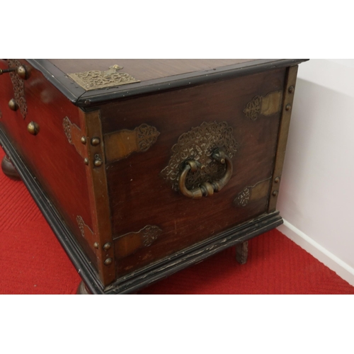 287 - A Fine 18th Century Dutch Colonial Palisander & Ebony Bronze mounted Chest, which stands or original... 