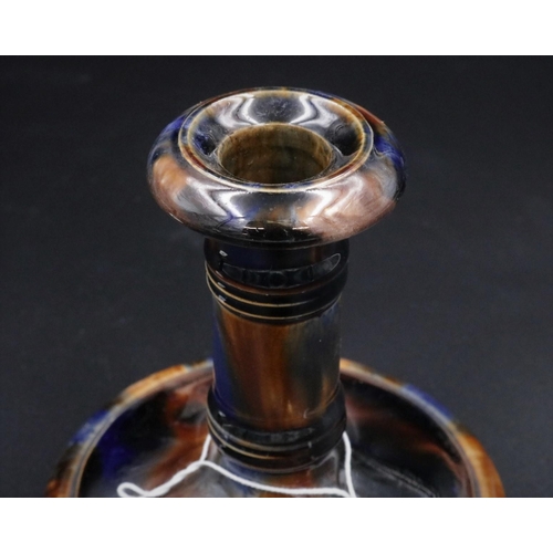 3 - Pair of Treacle Glazed Pottery Candlesticks - the Base is 4 1/2 inhes wide, Height is 4 1/2 inches