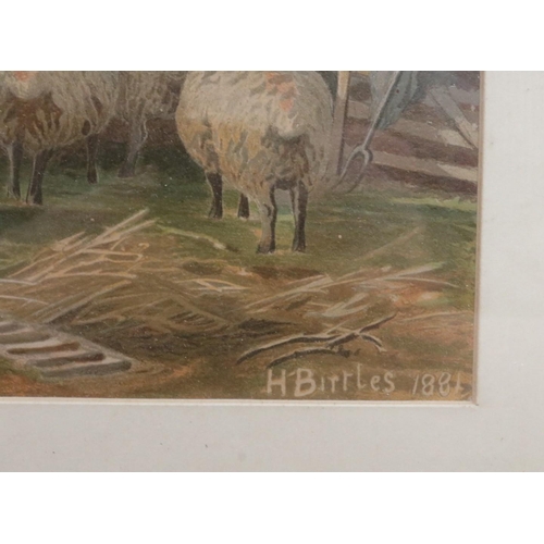 304 - Henry Birtles (British 1838 - 1907), Sheep & Cows. 18 inches x 13 1/2 inches including frame, signed... 