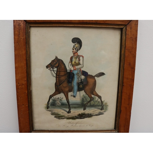 305 - Military Man Lithograph on Horseback, Framed & in good condition.