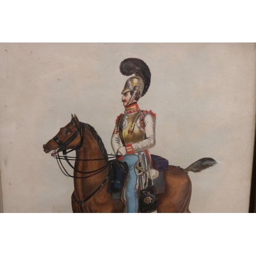 305 - Military Man Lithograph on Horseback, Framed & in good condition.