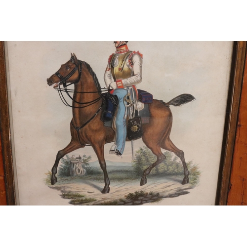 305 - Military Man Lithograph on Horseback, Framed & in good condition.