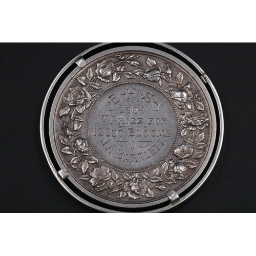 306 - Awarded to J.A. Bartlett in 1904, an antique sterling silver medal from the 