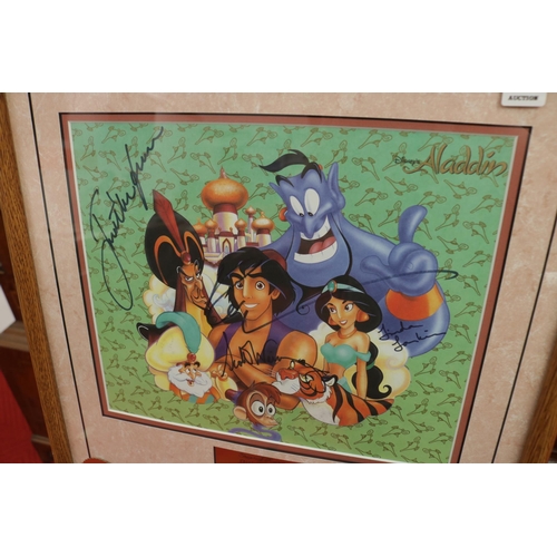 311 - Disney Framed picture from Aladdin 1992, signed by Robin Williams, Scott Weinger, Linda Larkin, with... 