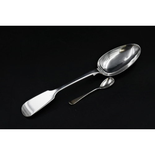 319 - 1850s Silver Spoon plus Mustard Spoon 70 grams.