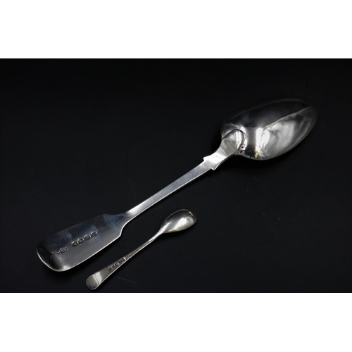 319 - 1850s Silver Spoon plus Mustard Spoon 70 grams.