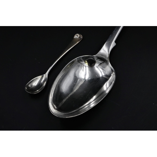 319 - 1850s Silver Spoon plus Mustard Spoon 70 grams.