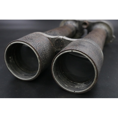 323 - WWI Carl Zeiss Jena Delfort Binoculars 18 x 50 in original leather case. Not in the best of conditio... 