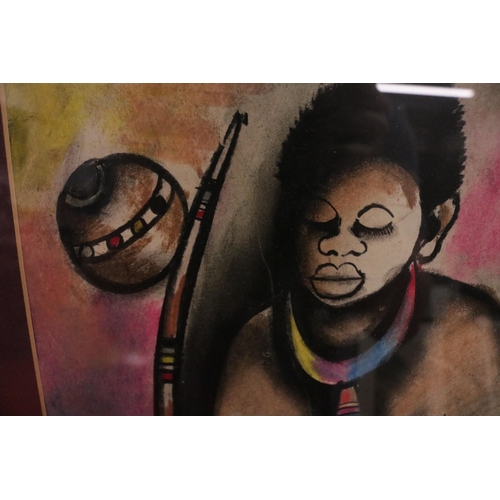 325 - Contemporary Artwork by Peter Sibeko, born in Soweto, 1940. The piece measures 17.5 inches wide and ... 