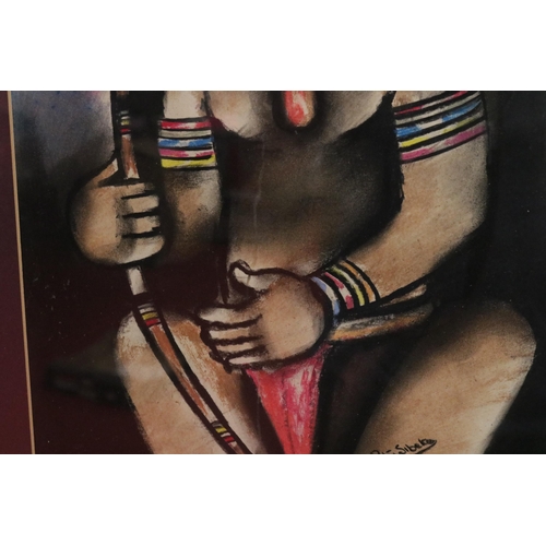 325 - Contemporary Artwork by Peter Sibeko, born in Soweto, 1940. The piece measures 17.5 inches wide and ... 