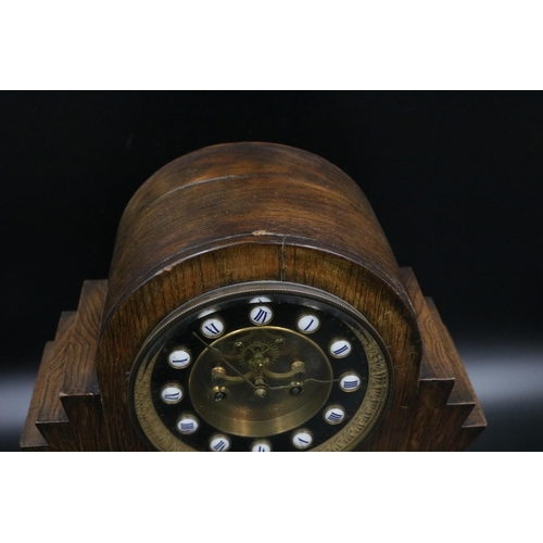 330 - French Oak Mantle Clock