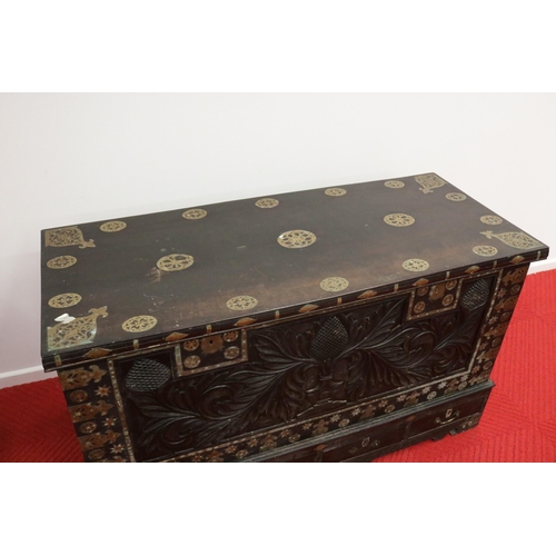 336 - Moorish Carverd Chest with Brass Finishing