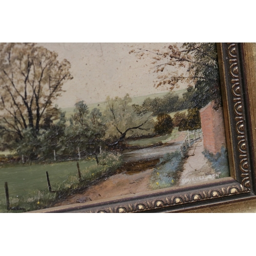 337 - A collection of Robert Hughes Miniature pictures, Old Burghclere Church 1983, Hungerford Footpath 19... 