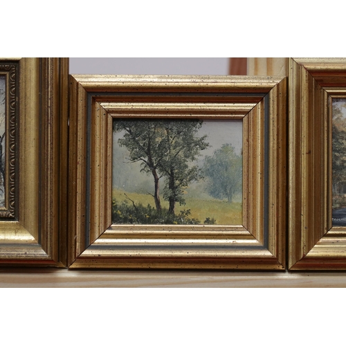 338 - Robert Hughes Miniatures x4 including Summer Morning 1986, Savernake Forest After Rain 1983, Ramsbur... 