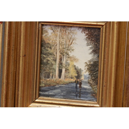 338 - Robert Hughes Miniatures x4 including Summer Morning 1986, Savernake Forest After Rain 1983, Ramsbur... 