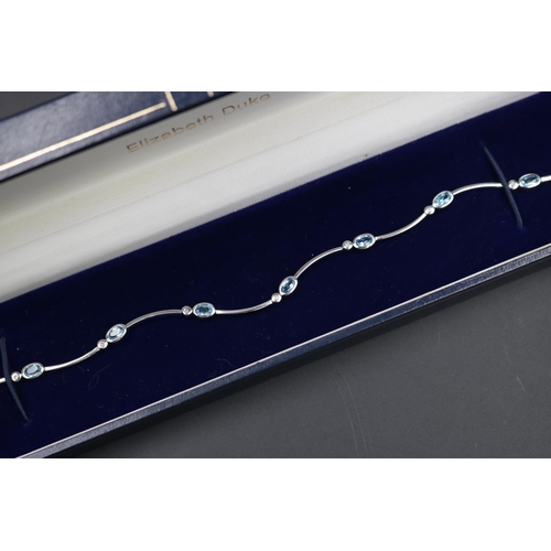 339 - White Gold Diamond & Aquamarine Bracelet