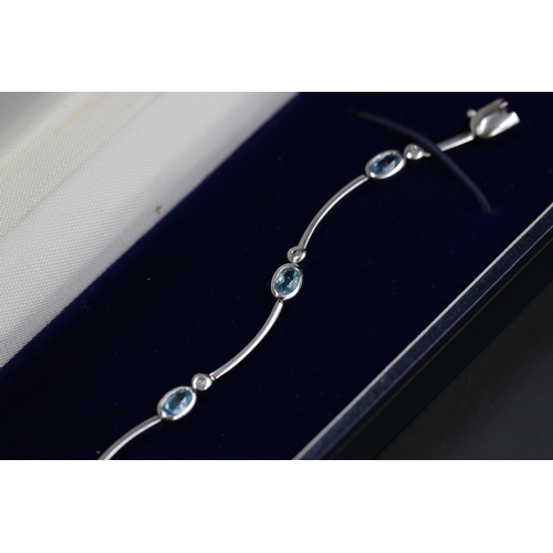 339 - White Gold Diamond & Aquamarine Bracelet