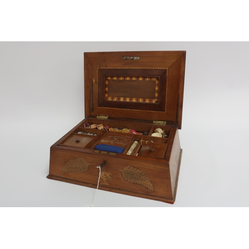 34 - Complete with contents, an Ornate Victorian Sewing Box dated 1861 Killarney Lakes, and the name of t... 