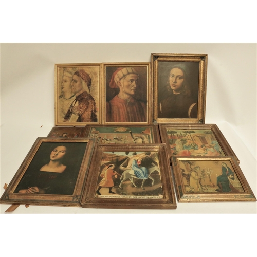 342 - A large collection of renaissance style prints on board in Medici style frames.