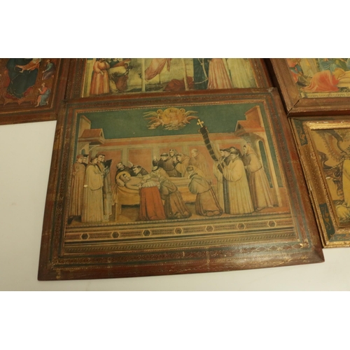 342 - A large collection of renaissance style prints on board in Medici style frames.