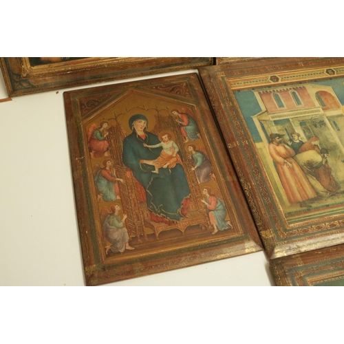 342 - A large collection of renaissance style prints on board in Medici style frames.