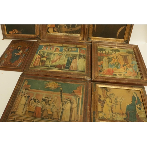 342 - A large collection of renaissance style prints on board in Medici style frames.