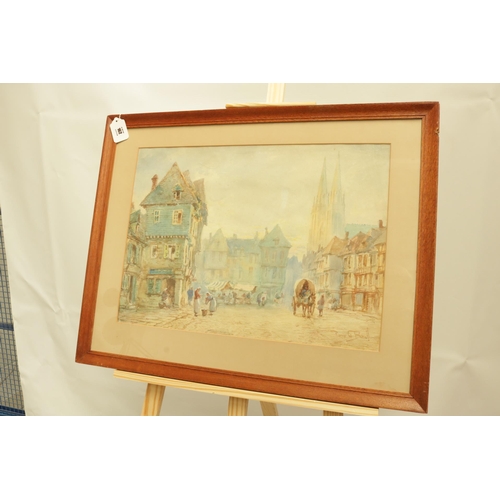 344 - Watercolour of a Continental Town Scene signed by the artist Pierre Le Boeuff - a pseudonym used by ... 