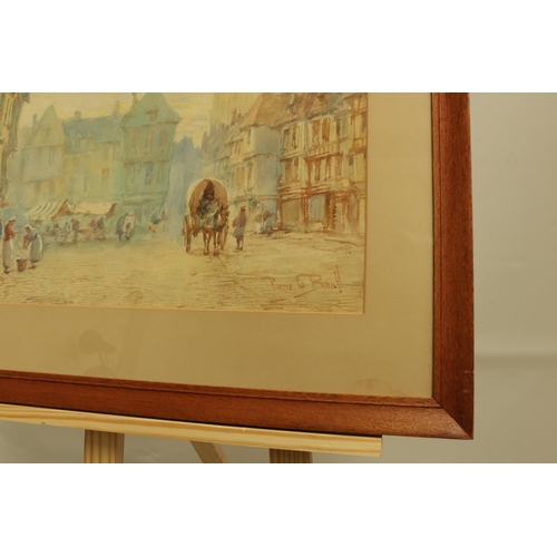 344 - Watercolour of a Continental Town Scene signed by the artist Pierre Le Boeuff - a pseudonym used by ... 