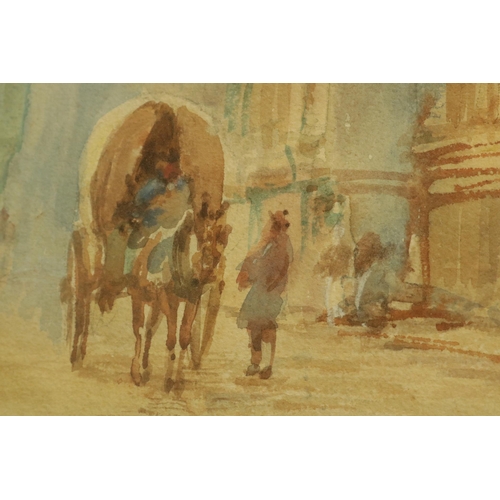 344 - Watercolour of a Continental Town Scene signed by the artist Pierre Le Boeuff - a pseudonym used by ... 