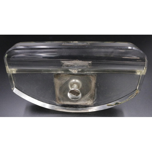 4 - An Art Deco Silver & Glass Ink Stand without liner, marked Birmingham 1920, which is 7.5 inches wide... 