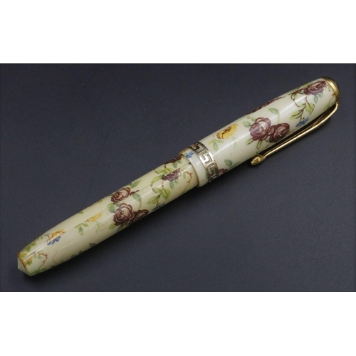 43 - Conway Stewart Number 22 Floral Fountain Pen 14ct Gold nib. In original box with guarantee paperwork... 