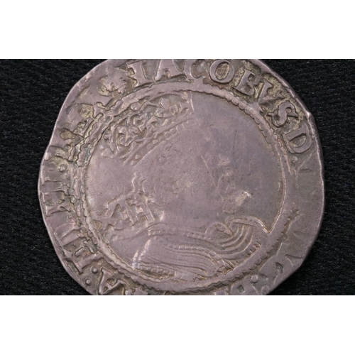 62 - James I shilling MM LS & James I Sixpence 1624