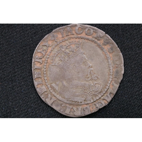 62 - James I shilling MM LS & James I Sixpence 1624