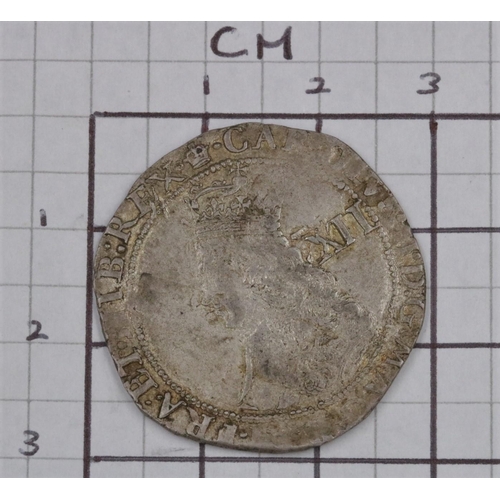 65 - Charles II Hammered Issue Shilling MM Crown Coin