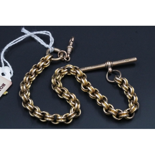 82 - 9CT Gold (Thick Link) Gentlemans Watch Chain 20.85 Grams