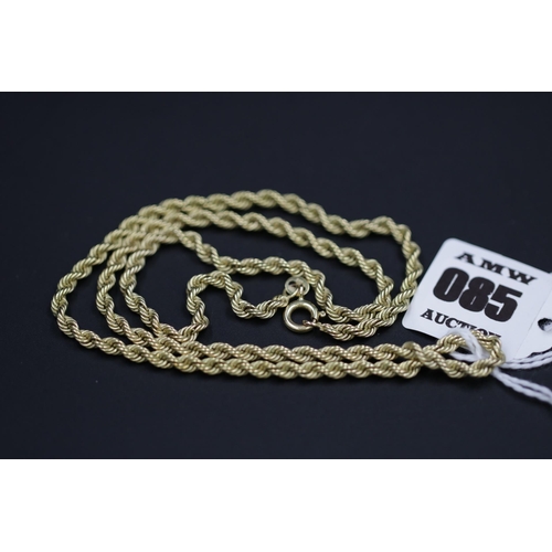 85 - 9CT Gold Ladies Rope Necklace 4.85 Grams