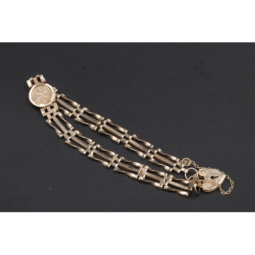 87 - 9CT Gold Ladies Gate Bracelet 4.18 Grams